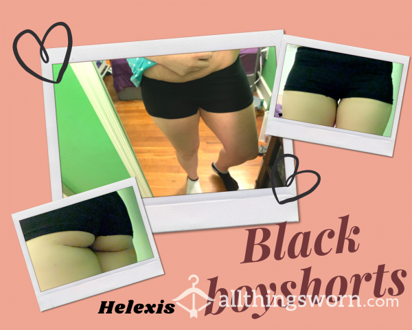 Nylon & Spandex Black Boyshort Undies