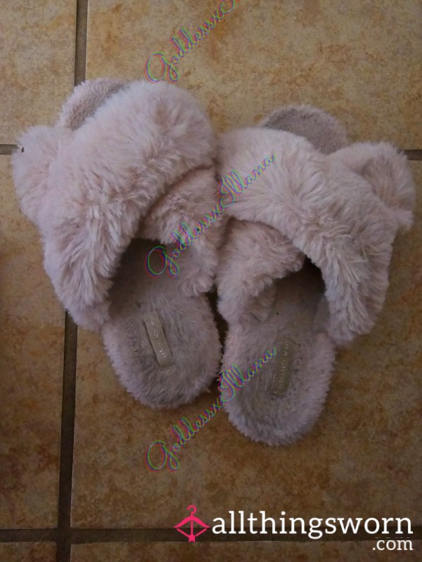 Old And Worn, Light Pink Fuzzy Slippers