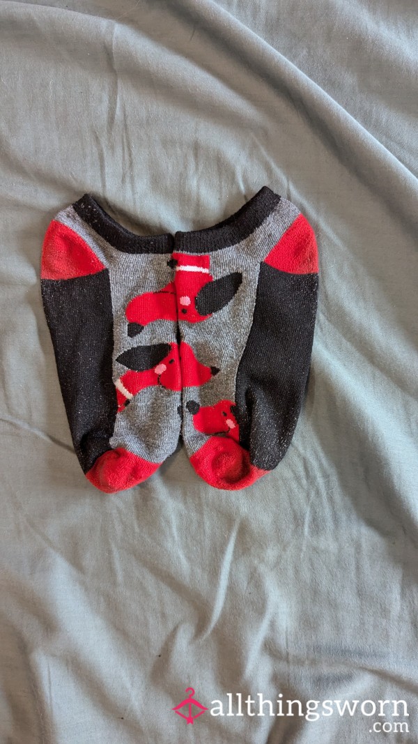 Old Black And Red Ankle Socks