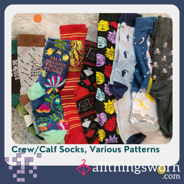 🧦 Old Smelly Calf/Crew Socks Various Patterns. Perfect For Discreet Wear ~ Worn Just How You Like