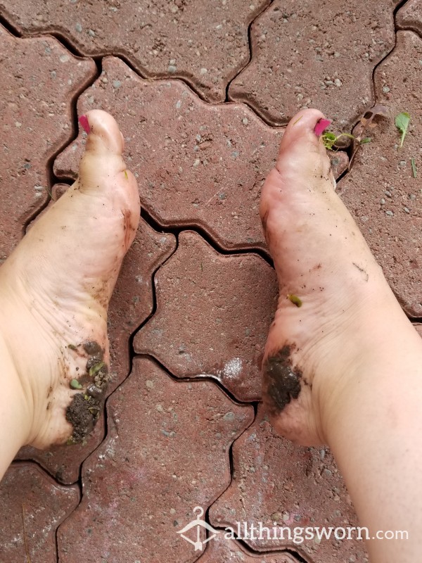 One Minute Clip Muddy Feet, Rubbing One Another And Showing My Dirty Soles