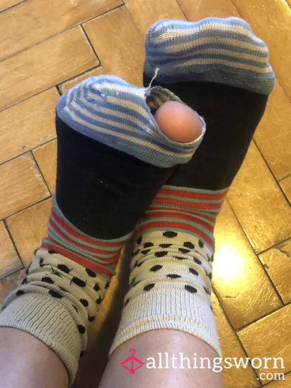 Open Toe Stripe And Dots Little Socks