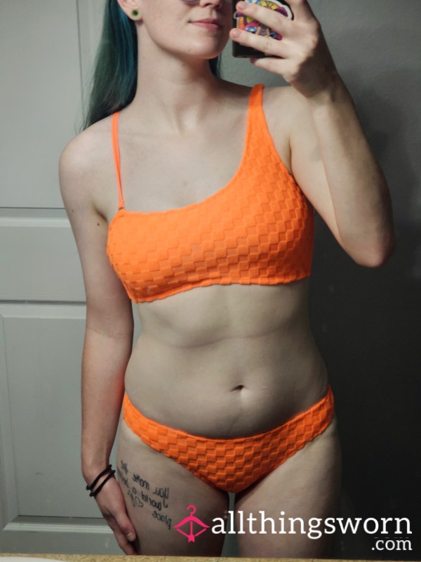 Orange Fuzzy Bathing Suit