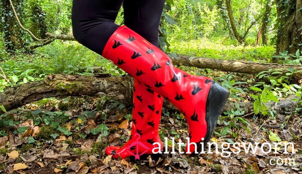 Own My Fabulous Well Worn Dirty Fashion Heeled Welly BOOTS ! - I Can Stand In Anything You Like To Make Them Really Grubby