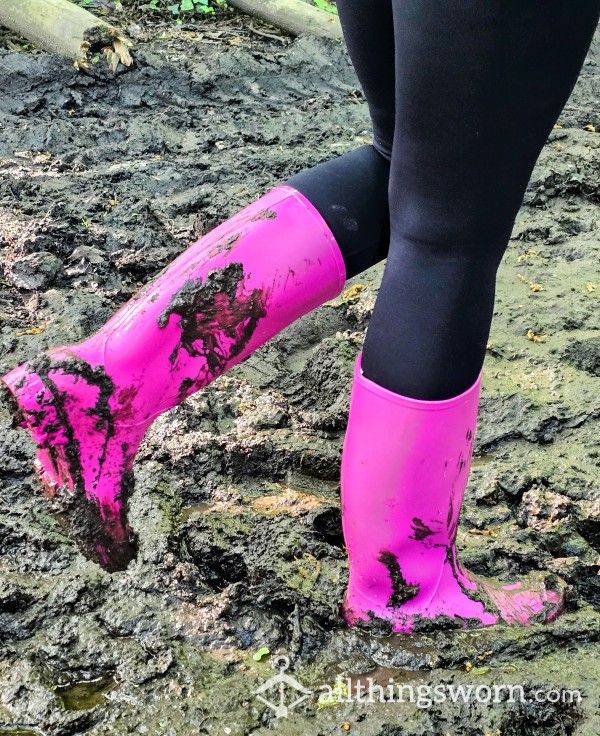 Own My Well Worn Dirty Pink Welly BOOTS ! - I Can Stand In Anything You Like To Make Them Really Grubby