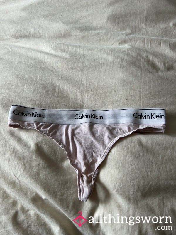 Pale Pink Cotton Calvin Klein Stained Thong