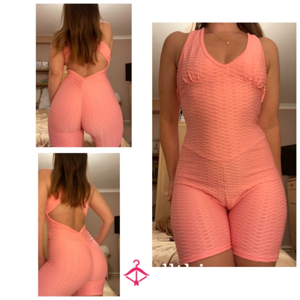 Perfectly Pink Worn Honeycomb Tight Gym Exercise Unitard