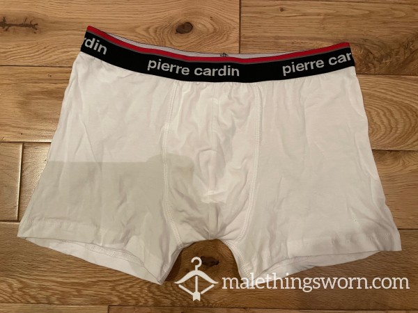 Pierre Cardin Tight Fitting Classic White Boxer Trunks (S)-  Ready To Be Customised For You