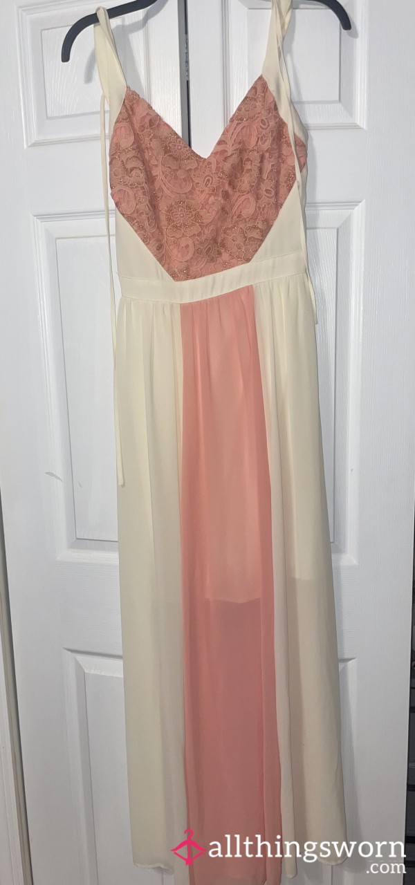 Pink And White Prom Dress (used Once)