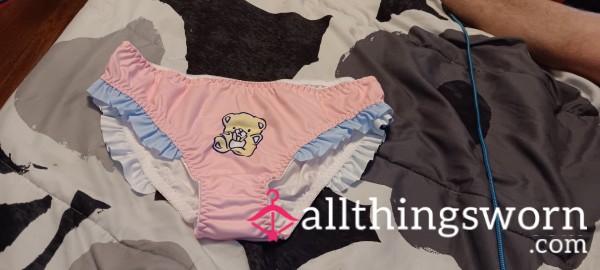 Pink & Blue Cotton Teddy Bear 🧸 Sissy Full Back Panties Size- L