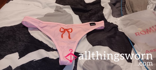 Pink Kawaii Spandex Bow Thong Size- XL