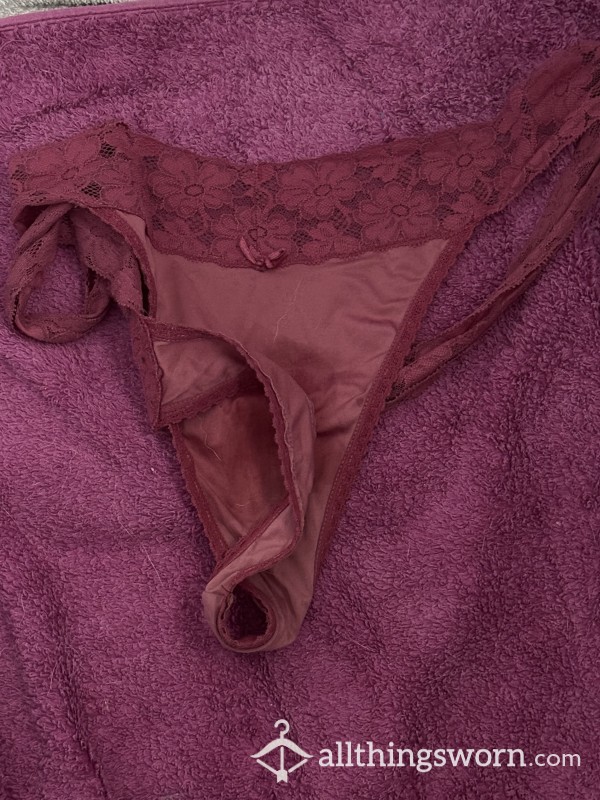 Pink Satin Like Material Thongs