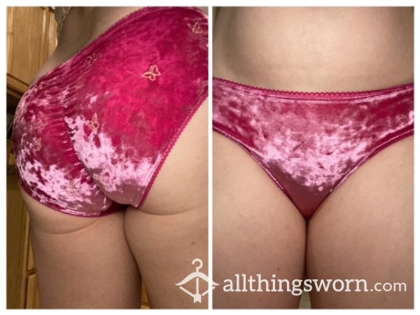 Pink Velvet Bikini With Back Bu*terflies