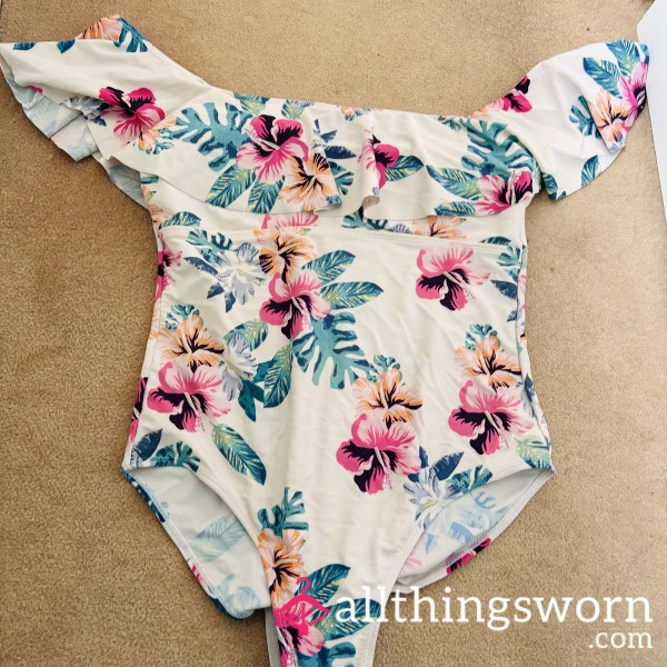 Pretty Flor*l Print Off The Shoulder Swimming Costume For Sl*ts Undercover Xl