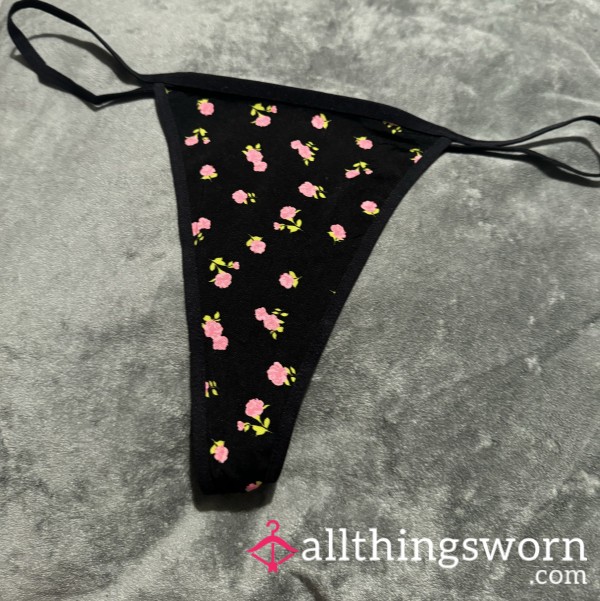 Pretty Floral Silky Thong