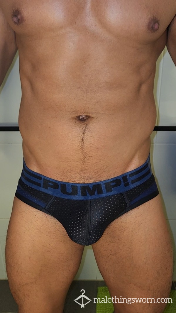 Pump Briefs - Black Mesh/Blue