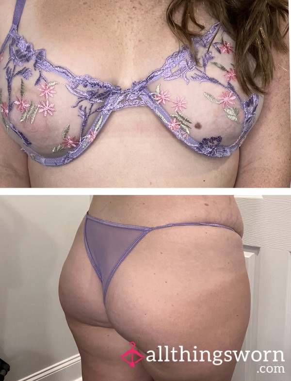 Purple Flor*l Mesh Lingerie