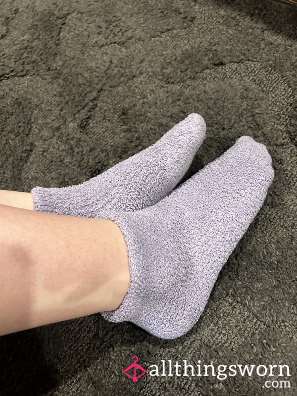 Purple Fuzzy Ankle Socks