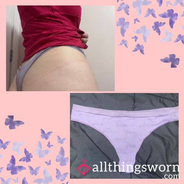 PURPLE MEDIUM VICTORIA’S SECRET ‘PINK’ SEAMLESS THONG - WORN FOR 24 HOURS 💦