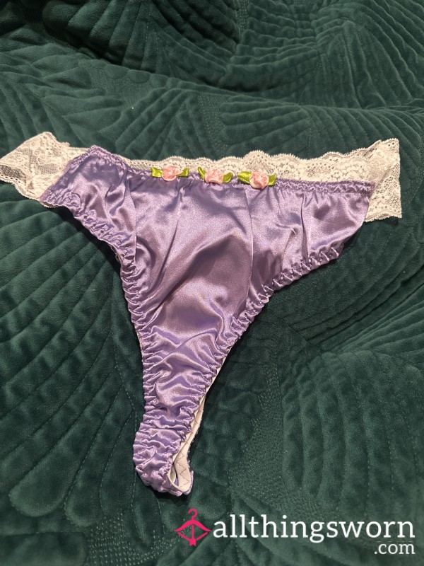 Purple Satin Thong