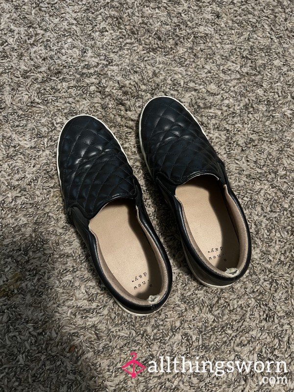 Quilted Faux Leather Slip Ons