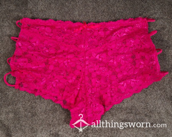 **CLEARANCE**Hot Pink Lace Side Elastic Panties