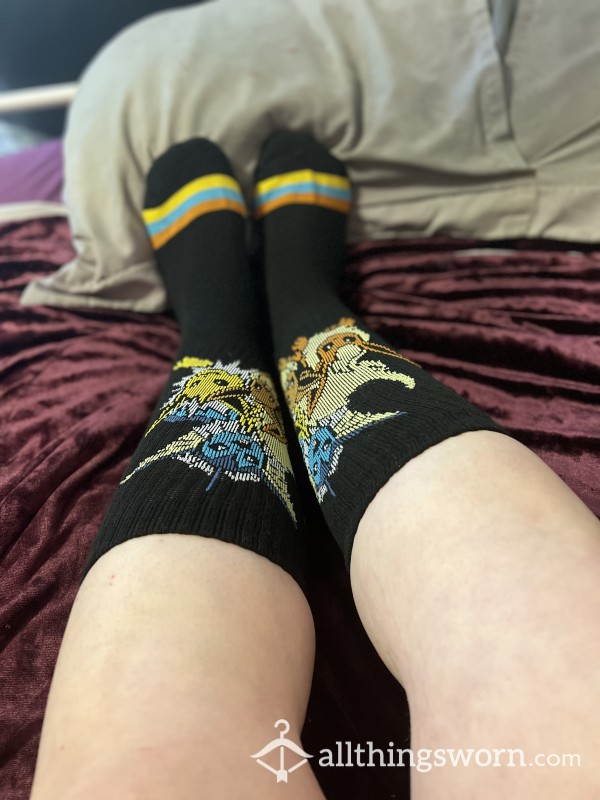 Ready To Be Worn: Black Striped Pokémon Crew Socks