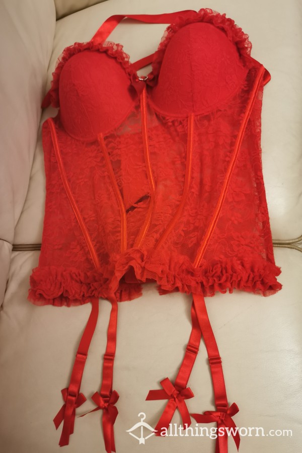 Really Hot So Sexy Worn 12 Hours. Full Of My Feminine Scent. Red Underwire Basque With Detachable Suspenders. Size 18 UK Or Xl. All Special Requests Ect Welcome £35