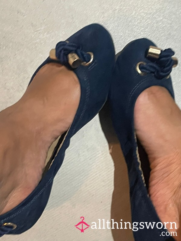 Really Old Stinky Blue Velvet Flats