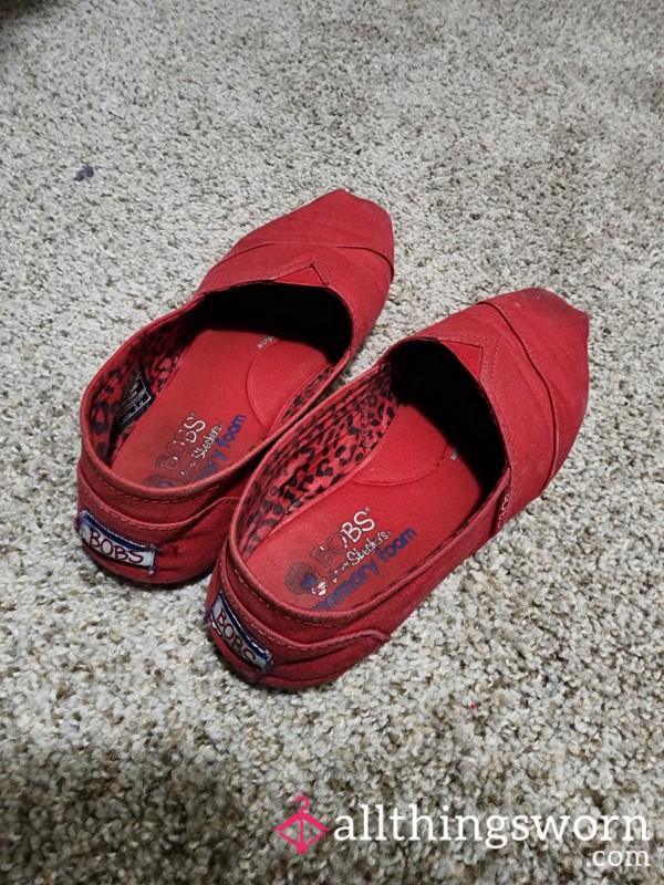 Red BOBS Skechers Size 8 With Memory Foam- Slightly Worn