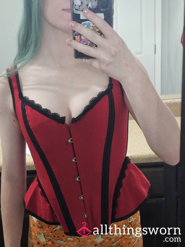 Red Flared Corset Top