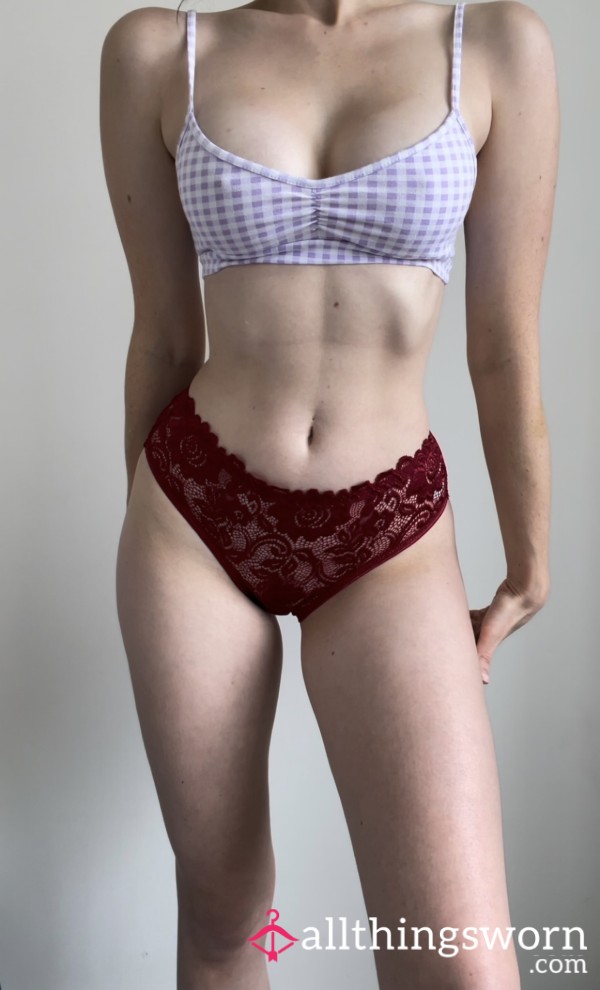 Red Lace And Cotton Panties