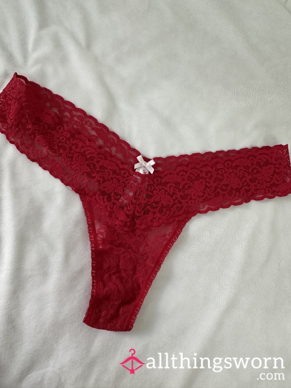 RED Lace Thong