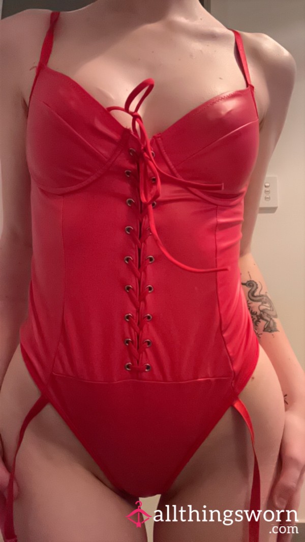 Red Latex One Piece Lingerie