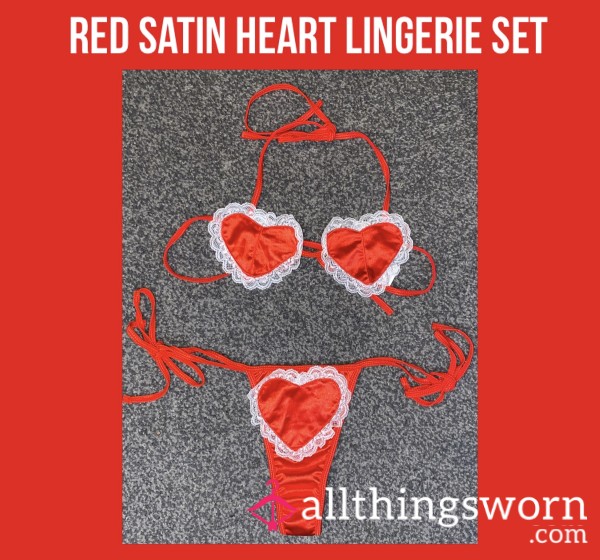 Red Satin Heart Lingerie Set❣️