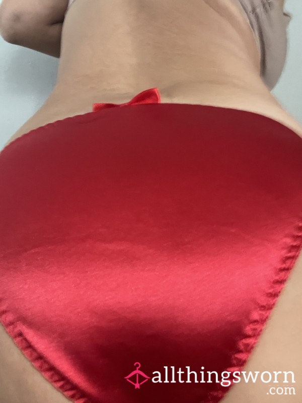 Red Satin Sexy Used Panties