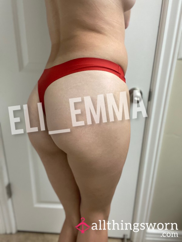 Red Seamless Thong- Worn 24 Hours + Masturbation