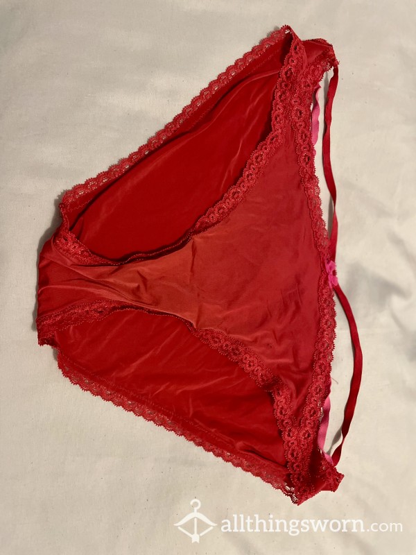 Red Sheer And Lace Panties