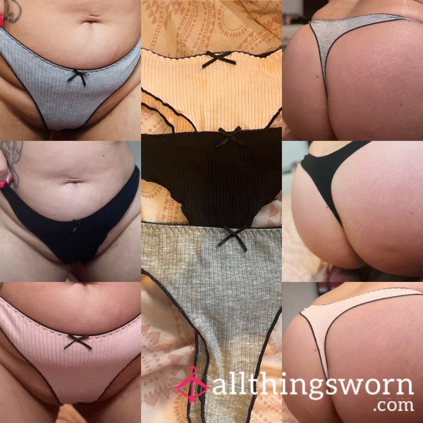 Ribbed Style Frilly Thongs