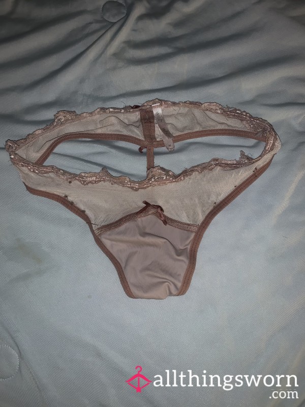 Rose Gold Thong With Bow Ties On Front And Back