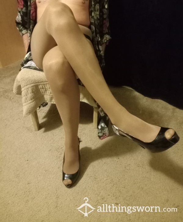 Sexy Fishnets And Peekaboo Heels