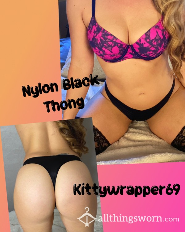 S**y Black Seamless Nylon Thongs