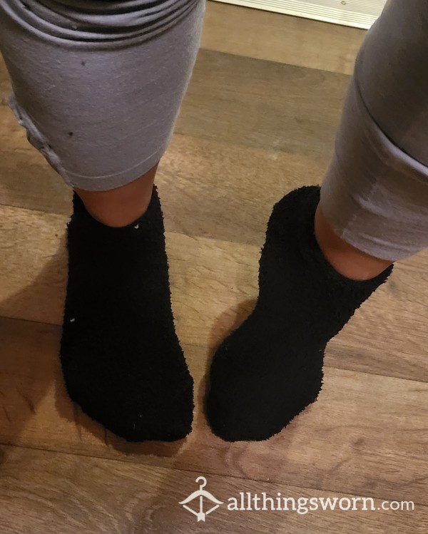 S**Y FUZZY BLACK SOCKS! 48 HR WEAR, S**Y PICS ---> SHIPPING + TRACKING INCLUDED. ---> ADD ONS