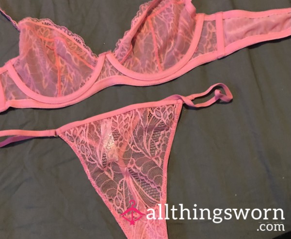 Sexy, Pink Matching Bra And Panties