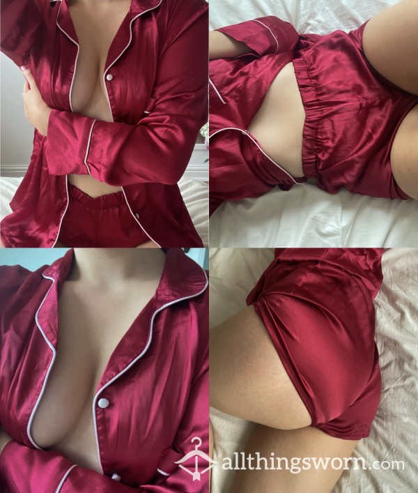 S**y Red Satin Pyjamas, Week Long Wear ❤️🍒