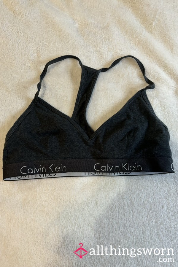 S**y Size Small Calvin Klein Heathered Gray Padless Bralette