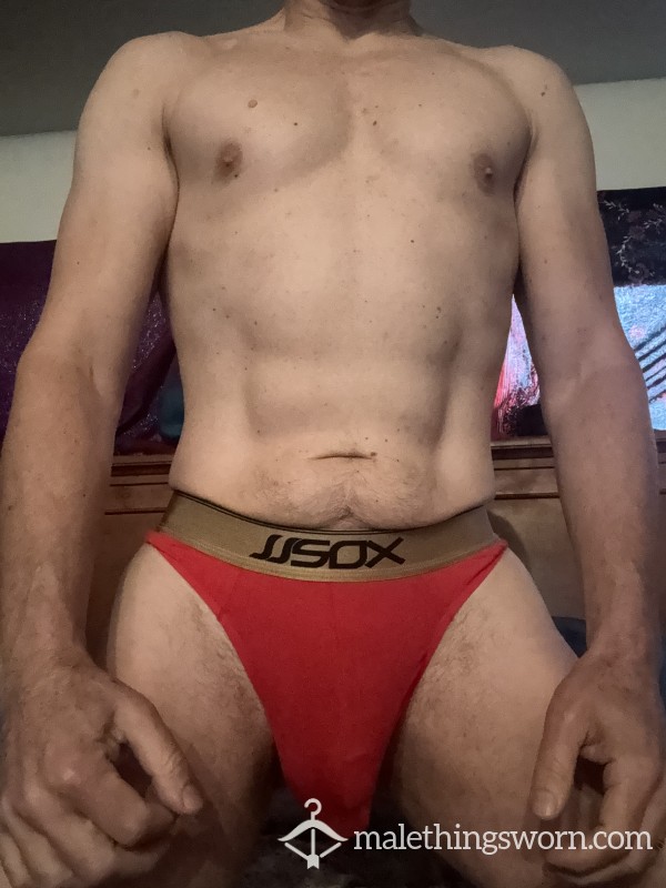 S**y Stretchy Red Thong, Worn During Workout At The Gym