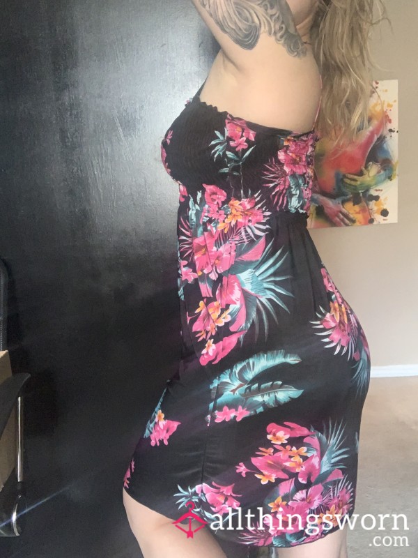 Short Flower Summer Dress, Hot And Sweaty