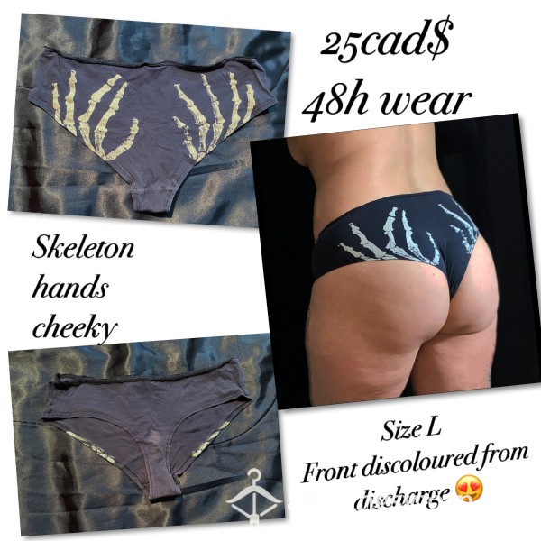 Skeleton Hands Cheeky Panties / Size Large / Old And Discoloured / Glow In The Dark / 48h Included