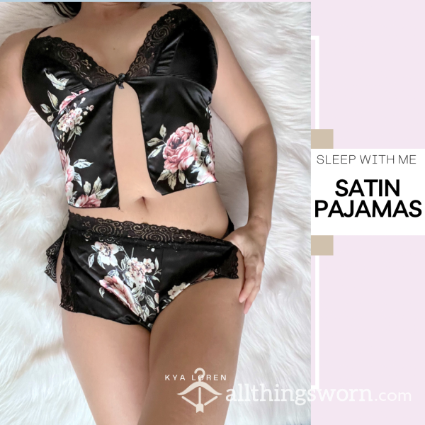 Sleep With Me  🌸  S**y Satin Flor*l Pajama Set